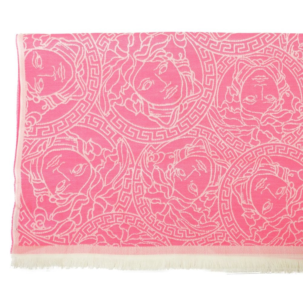 Versace Unisex 100% Wool Multi-Color Logo Print Large Scarf Shawl
